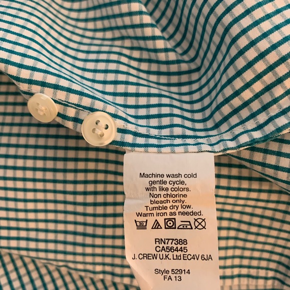 J. Crew Cotton Classic Green/White Check Shirt (S) - Picture 5 of 5